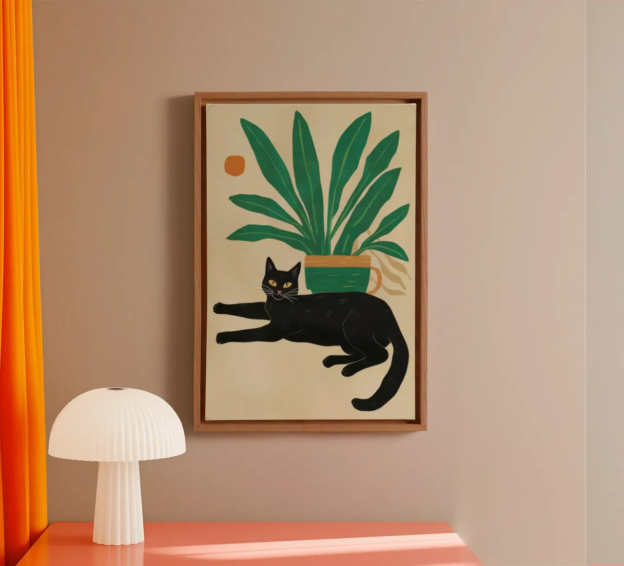Schlanke katzenhafte Pose Leinwand mit Schattenfugenrahmen von Trace Brush