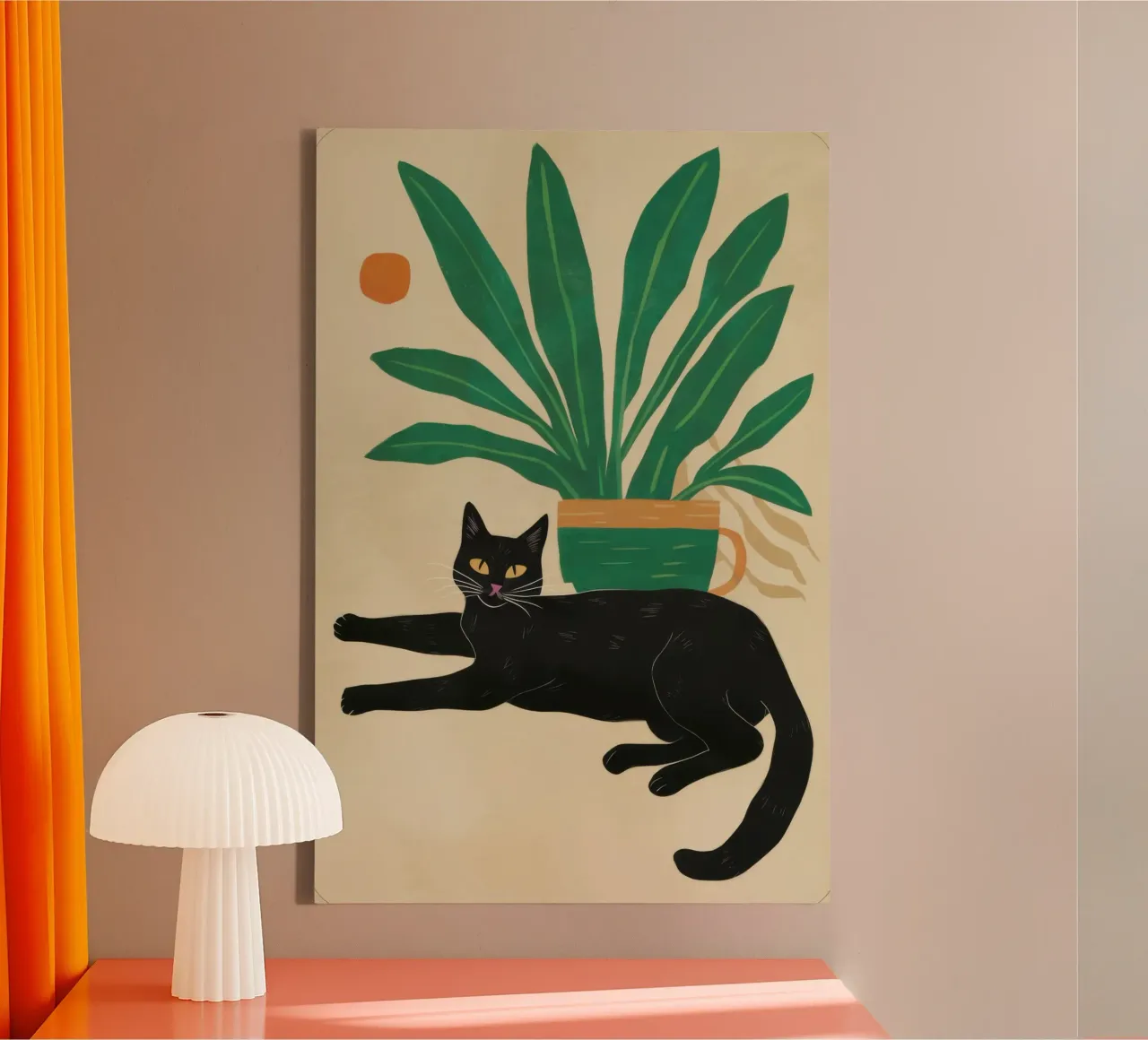 Schlanke katzenhafte Pose Leinwand mit Schattenfugenrahmen von Trace Brush