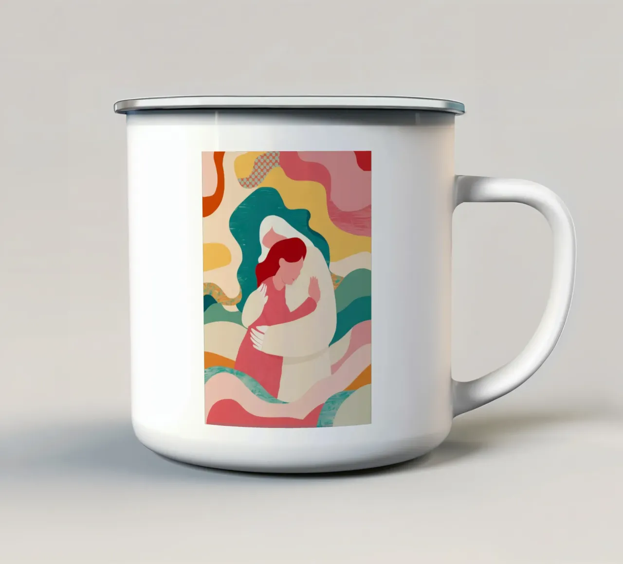 Abbraccio madre-figlio tazza in smalto da Obs Canvas