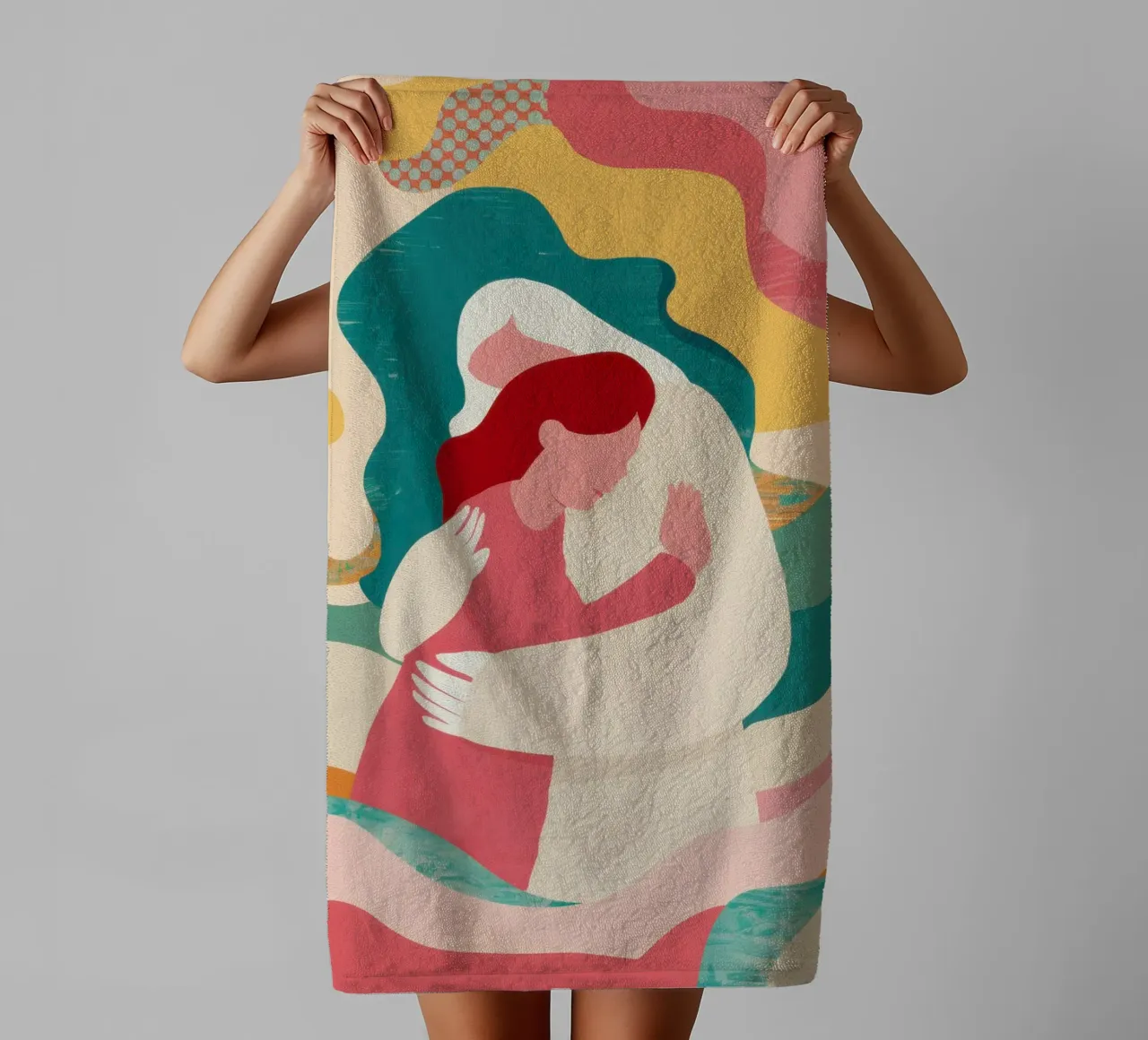 Mother Child Embrace towel by Obs Canvas