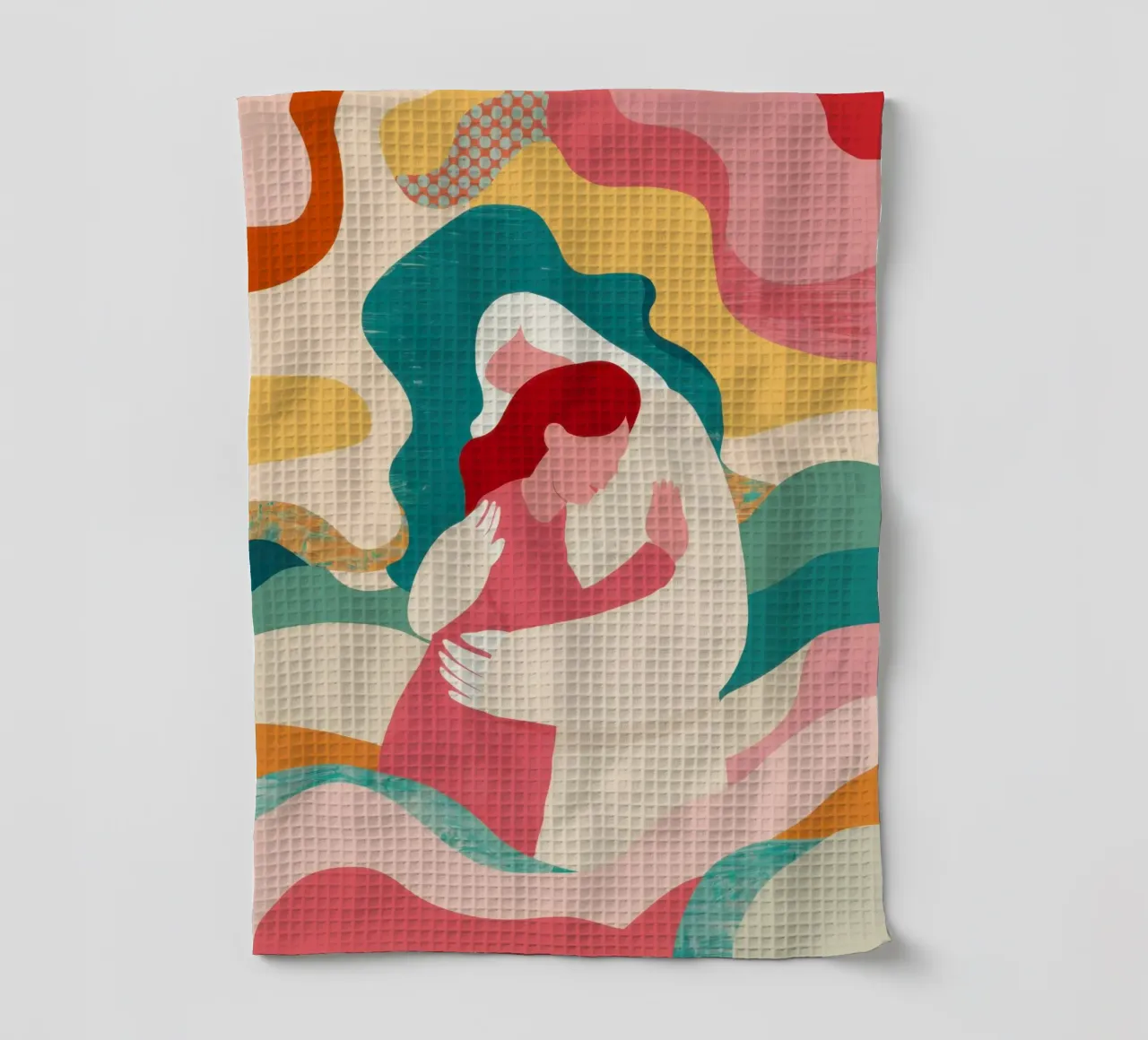 Mother Child Embrace tea towel by Obs Canvas