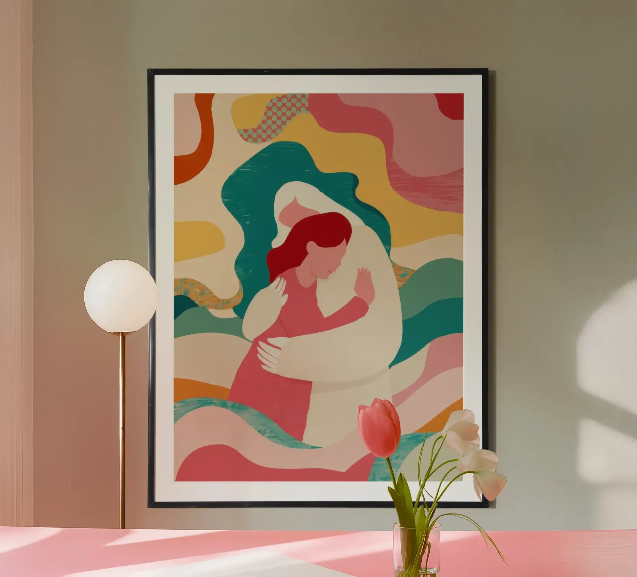 Mother Child Embrace hahnemühle by Obs Canvas
