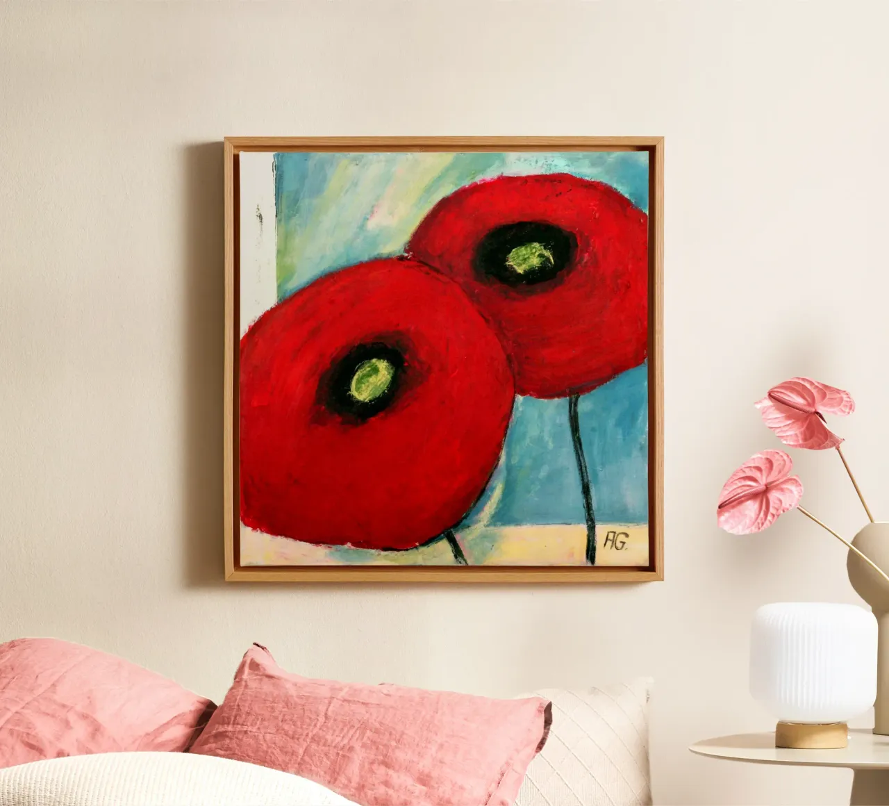 Mohn I canvas met Baklijst van Anita Gewald