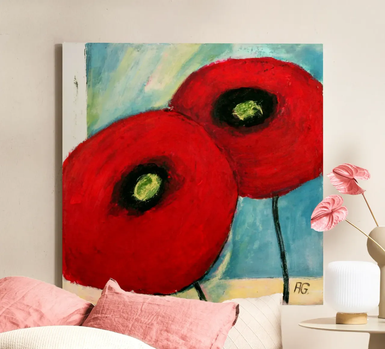 Mohn I canvas met Baklijst van Anita Gewald