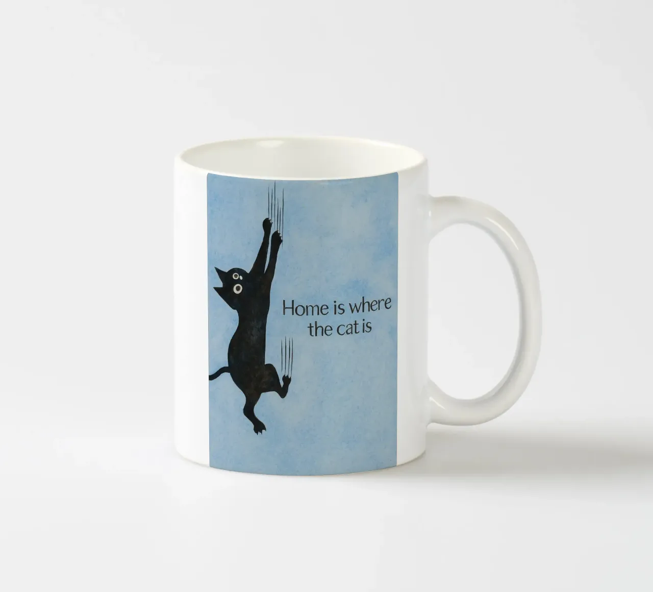 com'è il disegno artistico di where the cat is tazza in ceramica da pasadenan