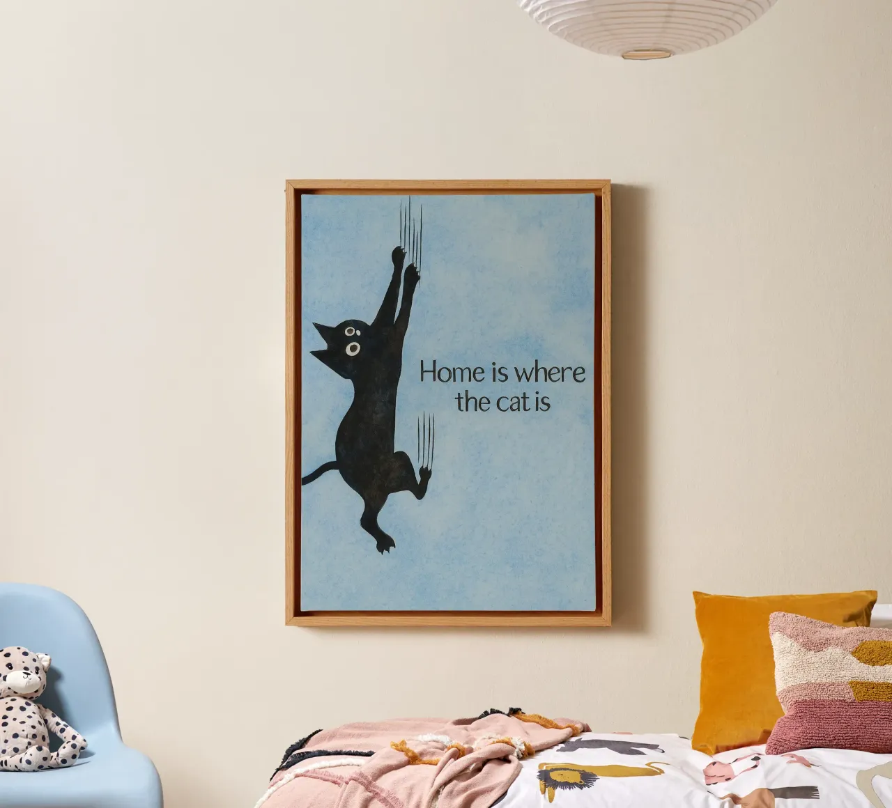 how is where the cat is art drawing canvas with Floater frame by pasadenan