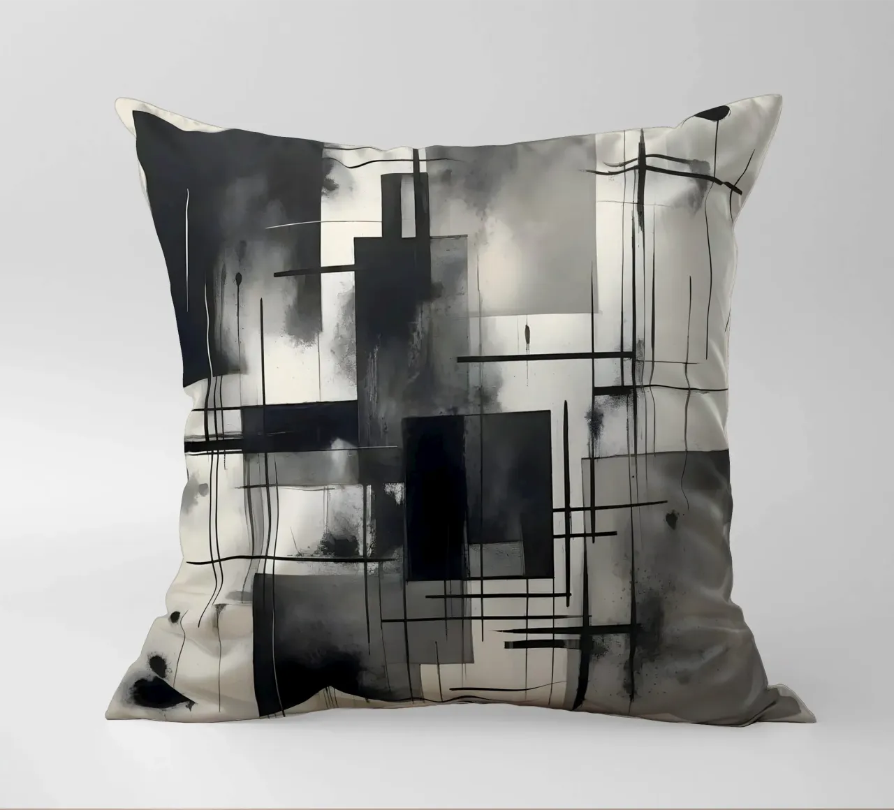 Monochrome Abstract Wall Art - Chaos and Structure - 2/2 cuscino da Lady Mathzeba