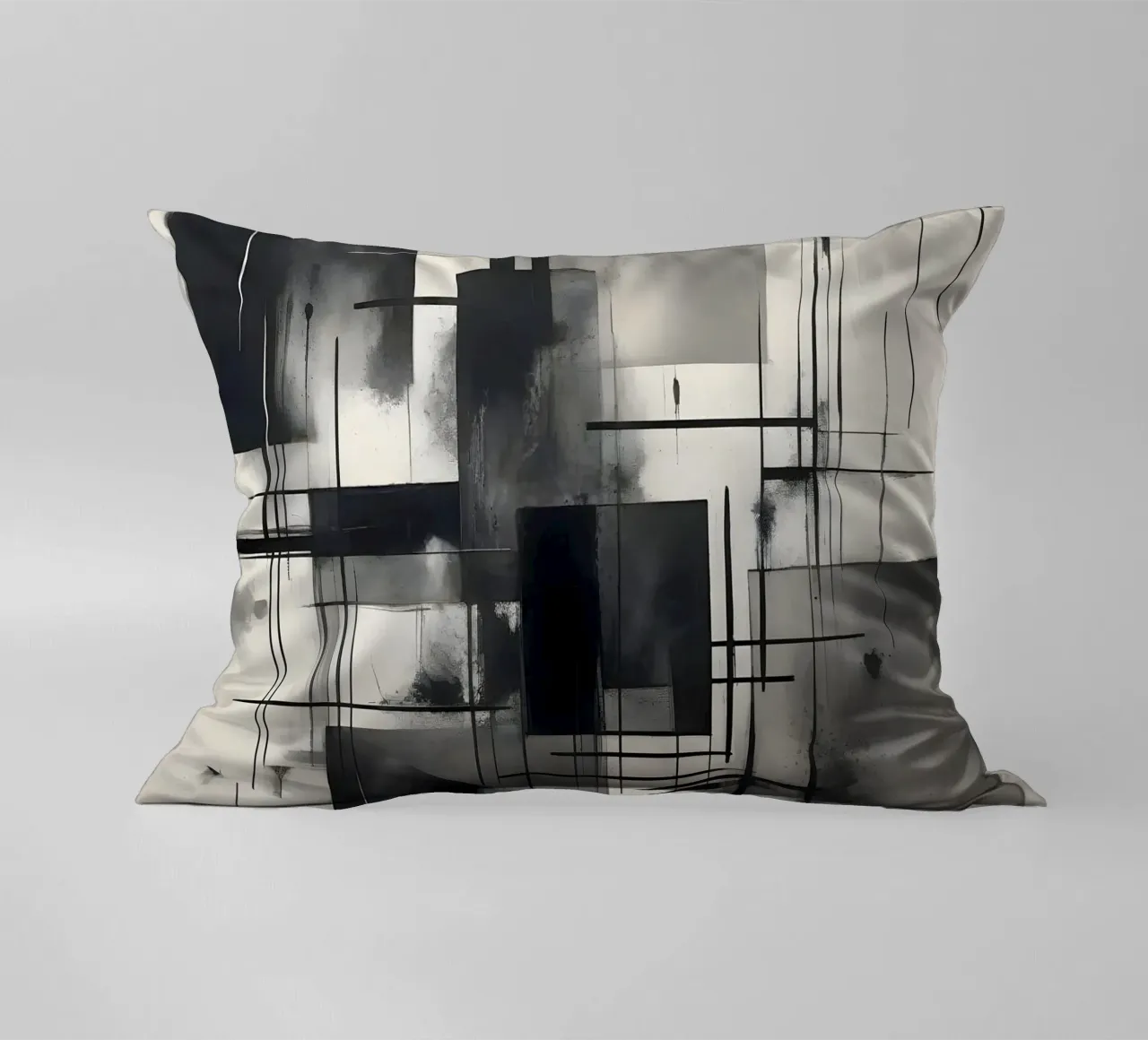 Monochrome Abstract Wall Art - Chaos and Structure - 2/2 cuscino da Lady Mathzeba