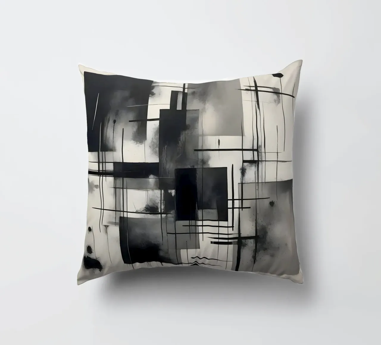 Monochrome Abstract Wall Art - Chaos and Structure - 2/2 cuscino da Lady Mathzeba