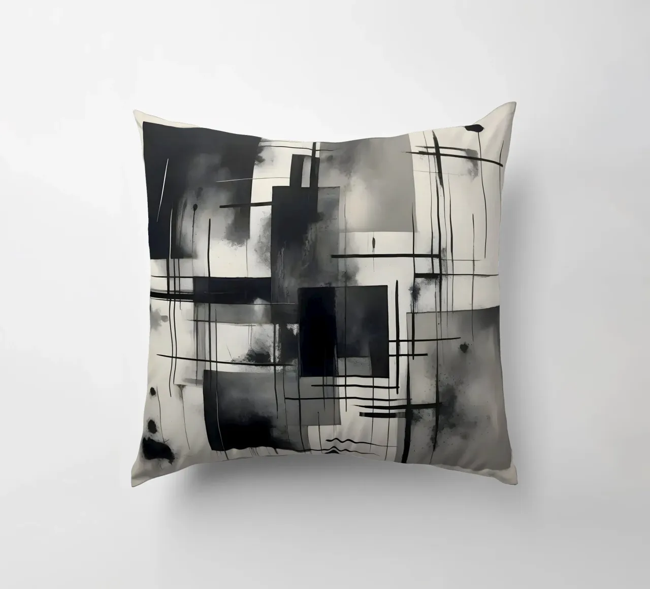 Monochrome Abstract Wall Art - Chaos and Structure - 2/2 cuscino da Lady Mathzeba
