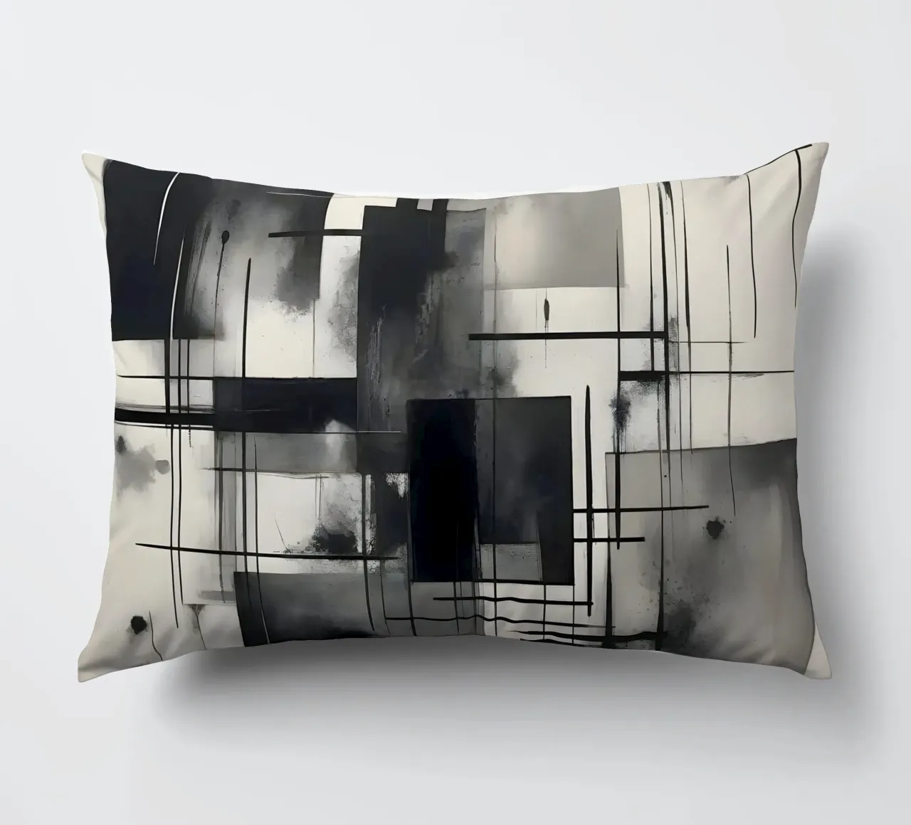 Monochrome Abstract Wall Art - Chaos and Structure - 2/2 cuscino da Lady Mathzeba