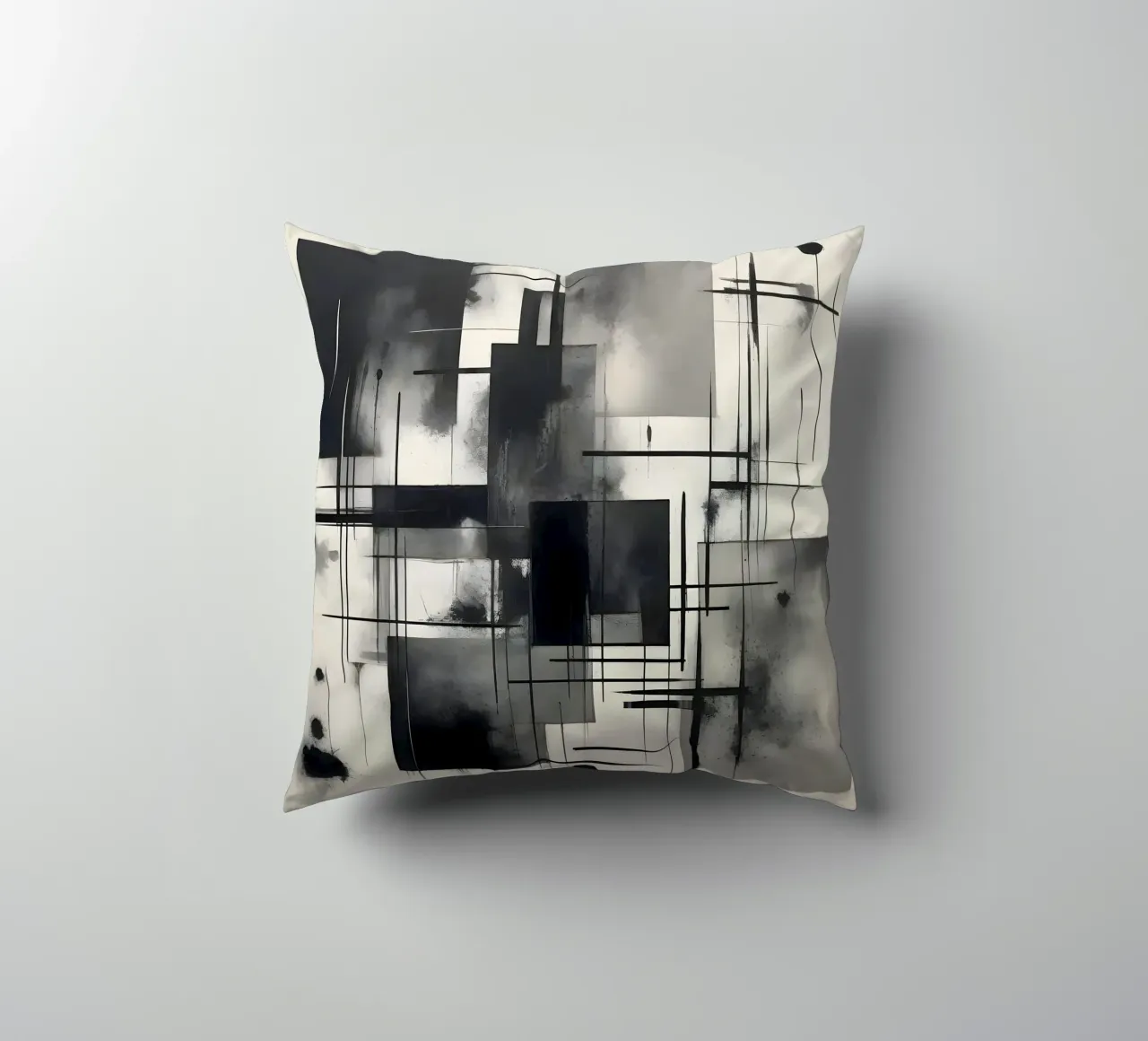 Monochrome Abstract Wall Art - Chaos and Structure - 2/2 cuscino da Lady Mathzeba