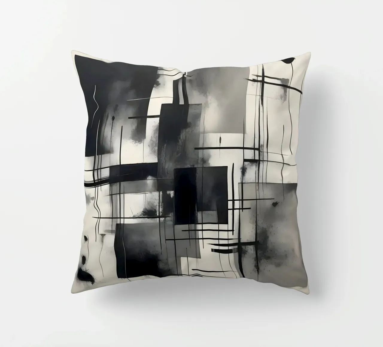Monochrome Abstract Wall Art - Chaos and Structure - 2/2 cuscino da Lady Mathzeba