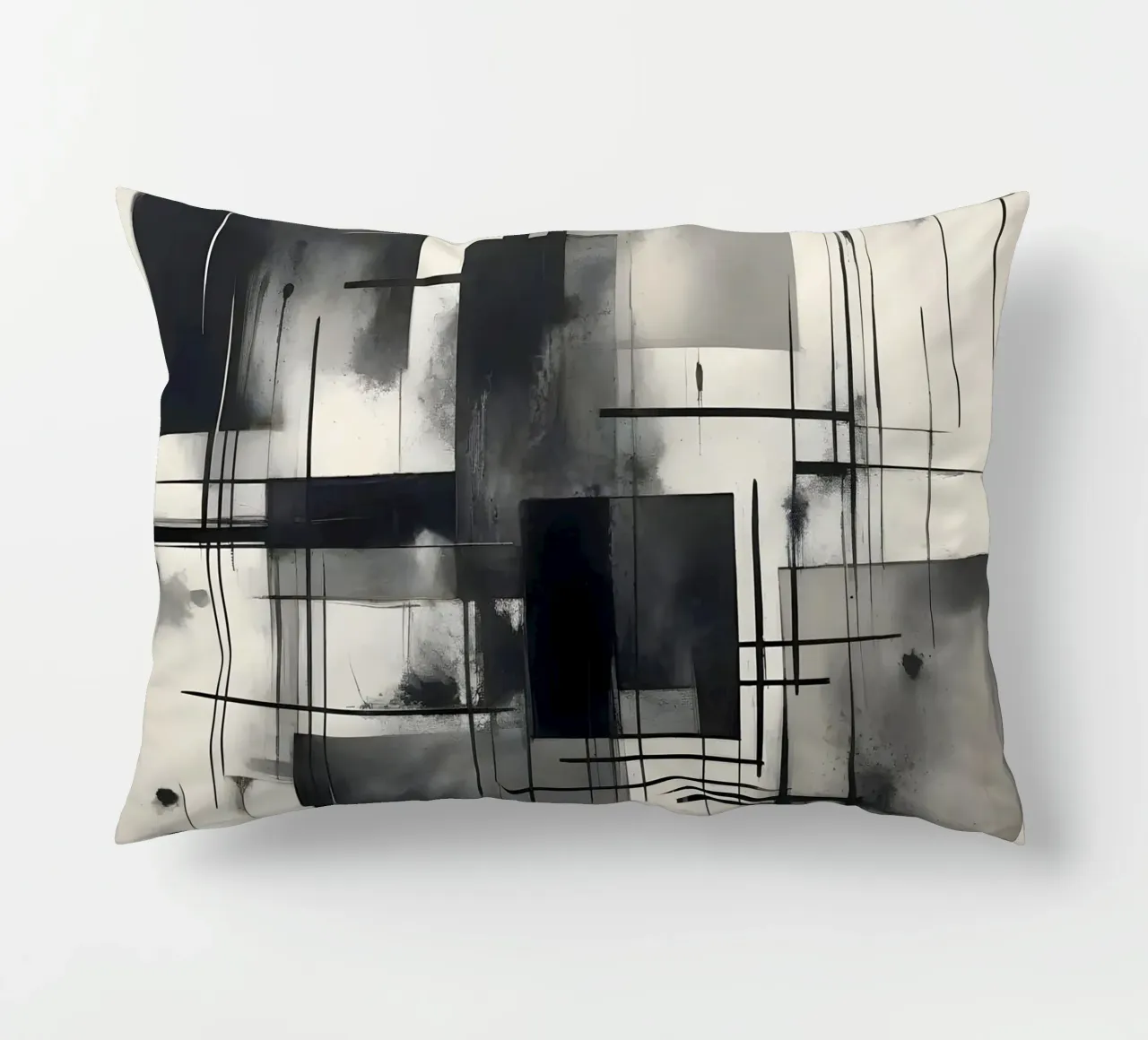 Monochrome Abstract Wall Art - Chaos and Structure - 2/2 cuscino da Lady Mathzeba