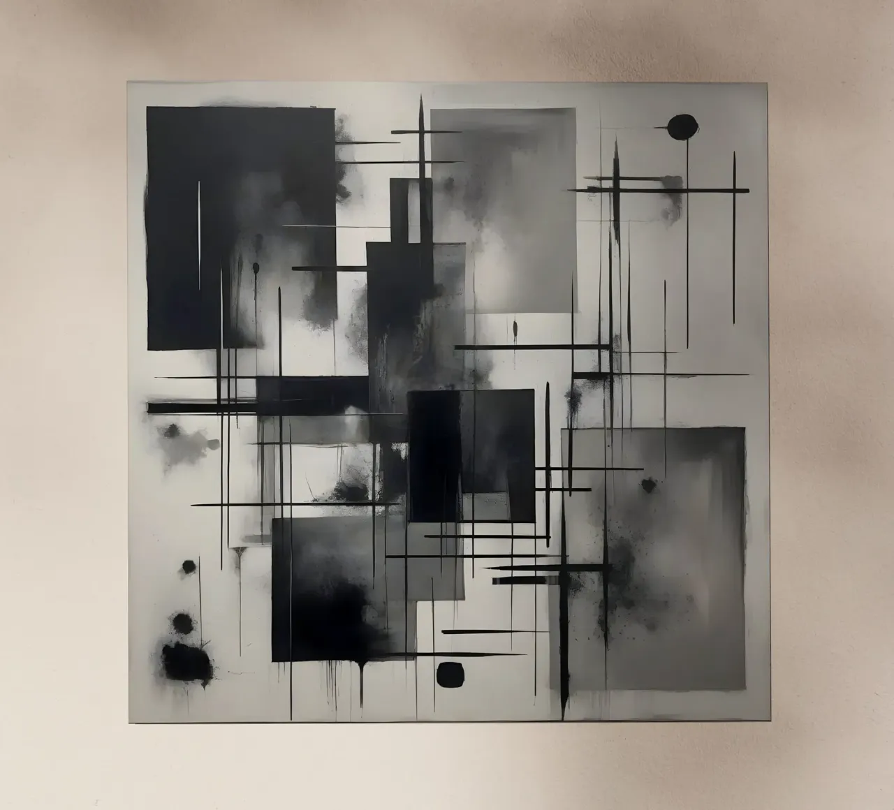 Monochrome Abstract Wall Art - Chaos and Structure - 2/2 pellicola backlit da Lady Mathzeba