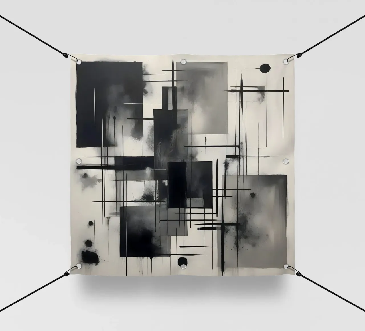 Monochrome Abstract Wall Art - Chaos and Structure - 2/2 telo in pvc da Lady Mathzeba