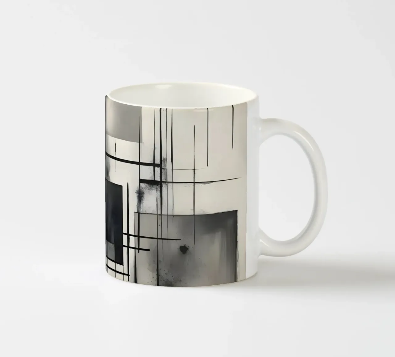 Monochrome Abstract Wall Art - Chaos and Structure - 2/2 tazza in ceramica da Lady Mathzeba