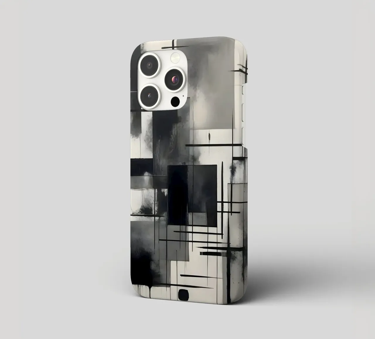 Monochrome Abstract Wall Art - Chaos and Structure - 2/2 cover iphone da Lady Mathzeba