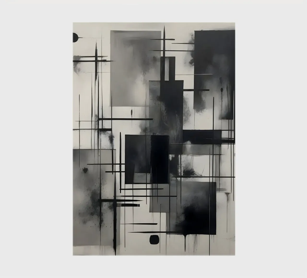 Monochrome Abstract Wall Art - Chaos and Structure - 2/2 notebook by Lady Mathzeba