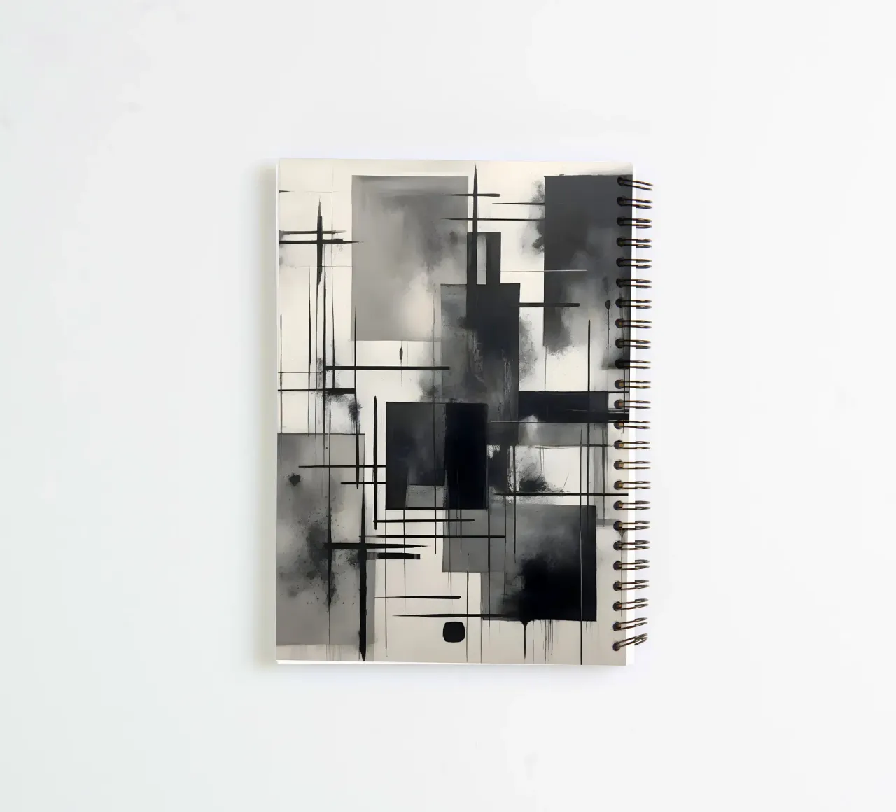 Monochrome Abstract Wall Art - Chaos and Structure - 2/2 spiral notebook by Lady Mathzeba