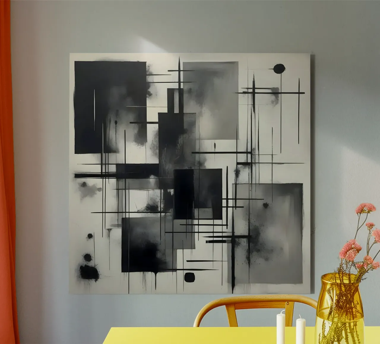 Monochrome Abstract Wall Art - Chaos and Structure - 2/2 alluminio dibond da Lady Mathzeba