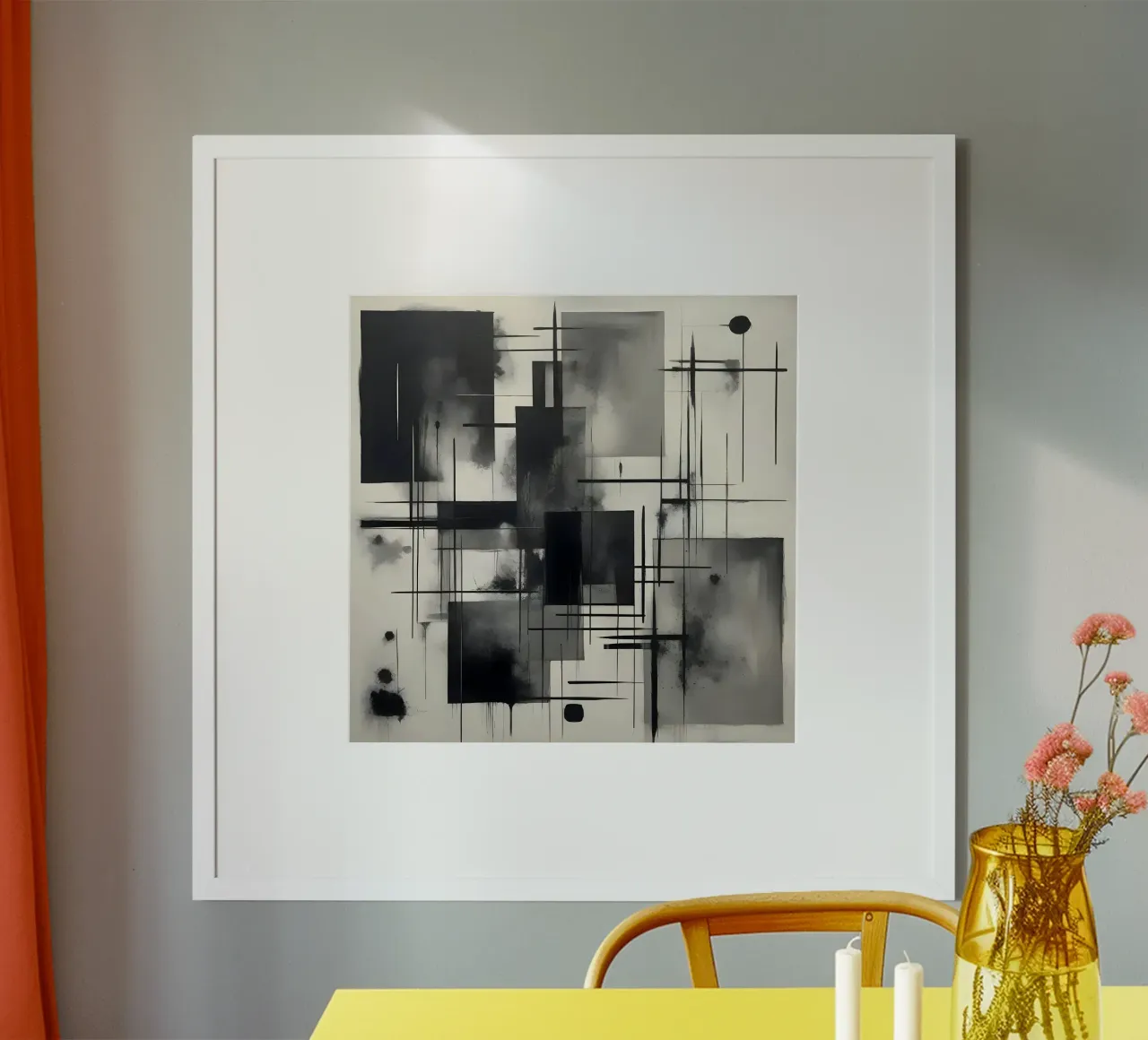 Monochrome Abstract Wall Art - Chaos and Structure - 2/2 carta hahnemühle da Lady Mathzeba