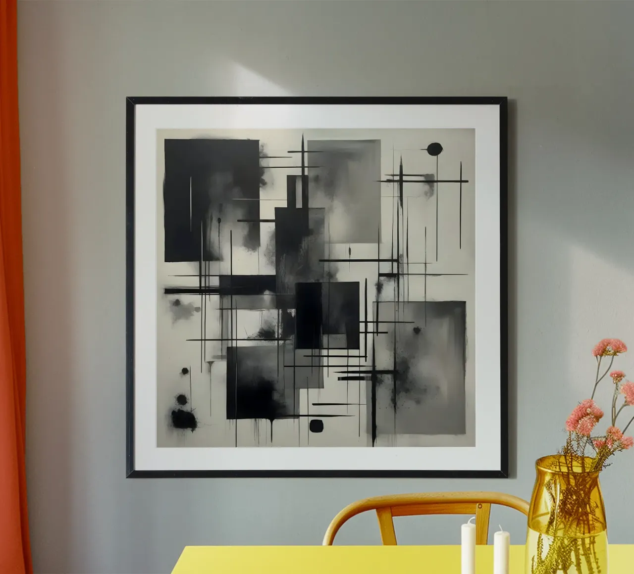 Monochrome Abstract Wall Art - Chaos and Structure - 2/2 carta hahnemühle da Lady Mathzeba