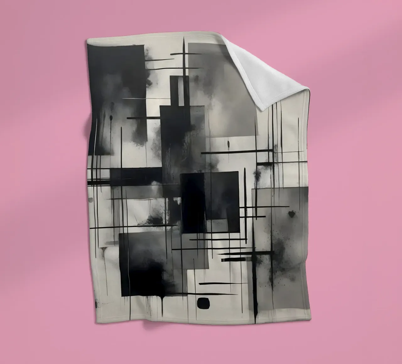 Monochrome Abstract Wall Art - Chaos and Structure - 2/2 coperta in pile da Lady Mathzeba