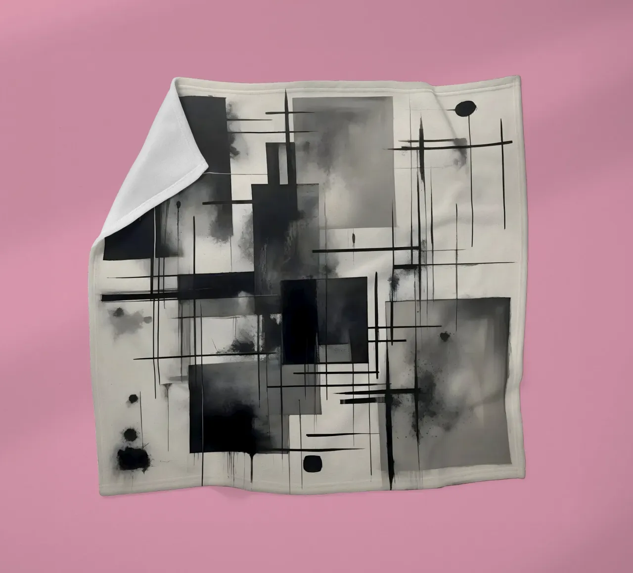 Monochrome Abstract Wall Art - Chaos and Structure - 2/2 coperta in pile da Lady Mathzeba