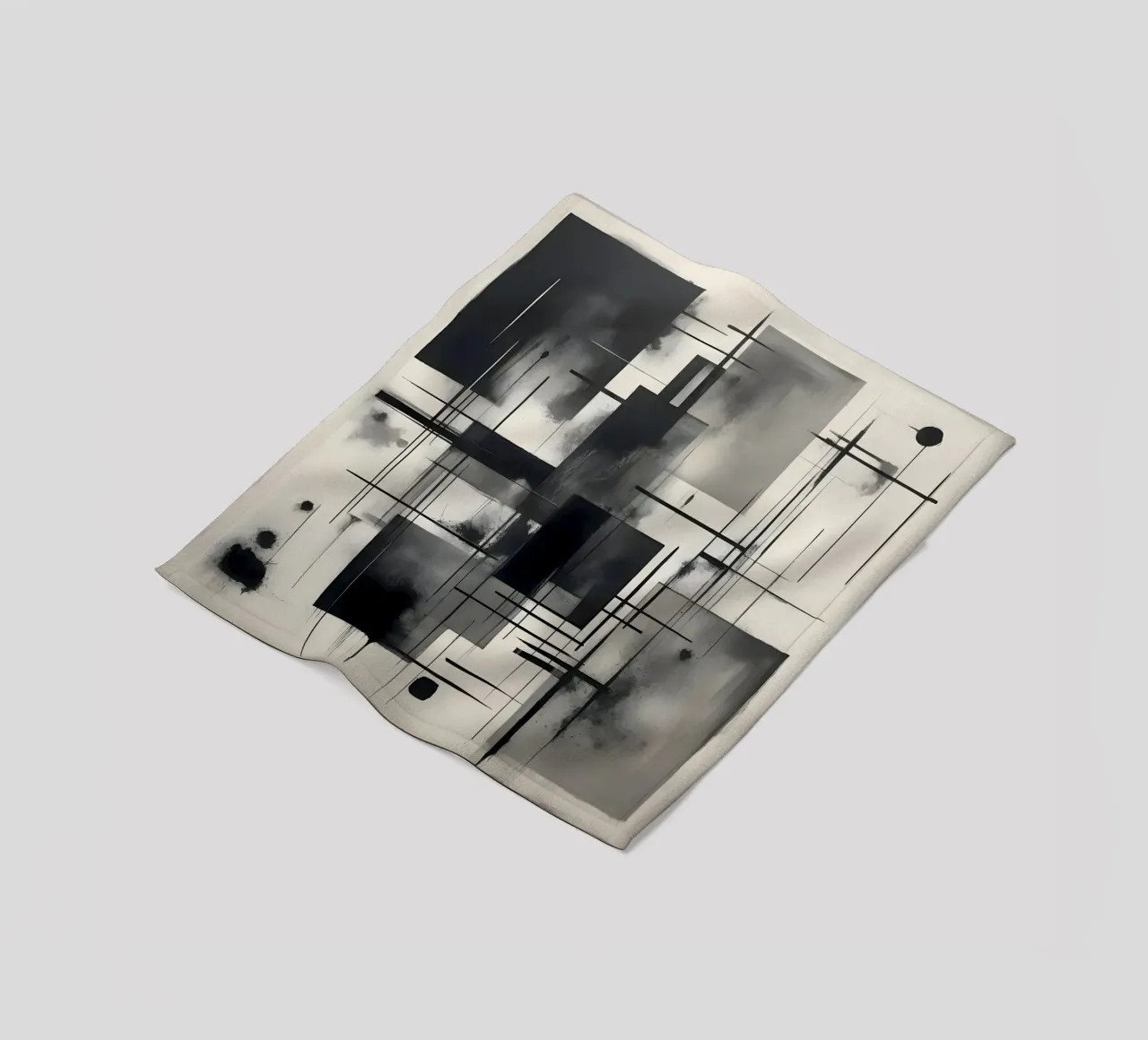 Monochrome Abstract Wall Art - Chaos and Structure - 2/2 coperta in pile da Lady Mathzeba