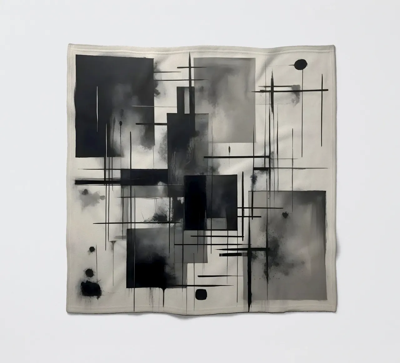 Monochrome Abstract Wall Art - Chaos and Structure - 2/2 coperta in pile da Lady Mathzeba