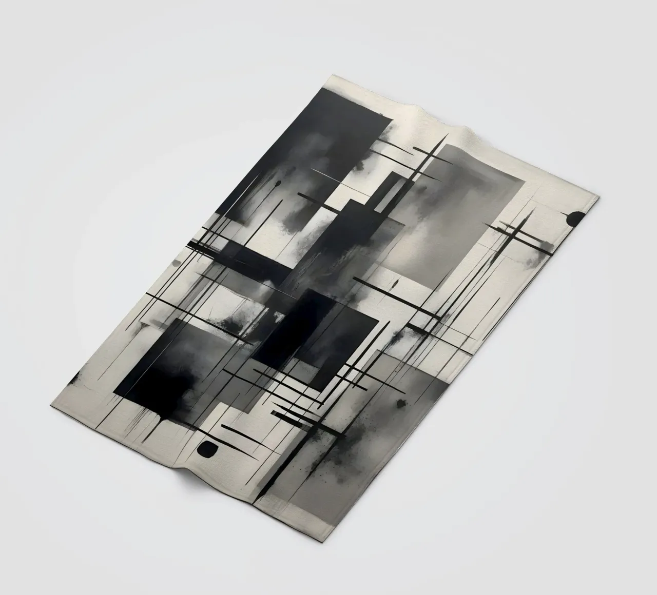 Monochrome Abstract Wall Art - Chaos and Structure - 2/2 coperta in pile da Lady Mathzeba