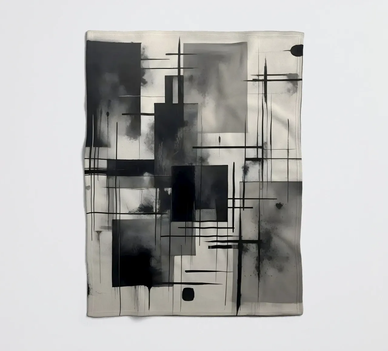 Monochrome Abstract Wall Art - Chaos and Structure - 2/2 coperta in pile da Lady Mathzeba