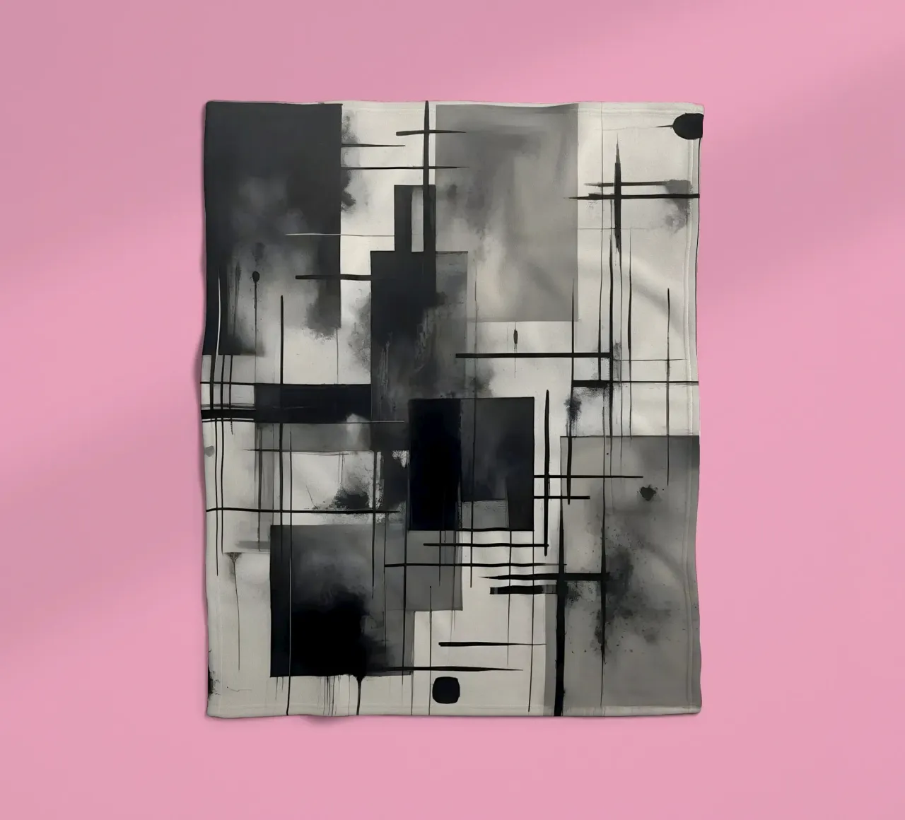 Monochrome Abstract Wall Art - Chaos and Structure - 2/2 coperta in pile da Lady Mathzeba