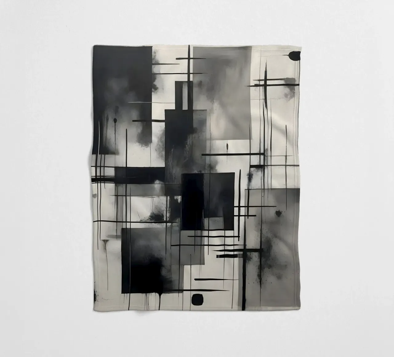 Monochrome Abstract Wall Art - Chaos and Structure - 2/2 coperta in pile da Lady Mathzeba