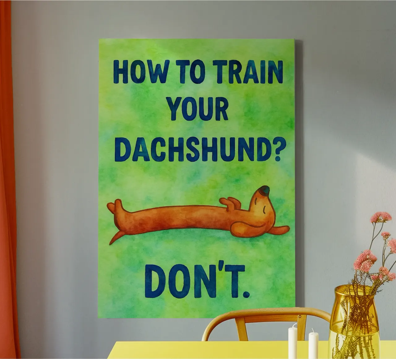 how to train your dachshund art drawing canvas with Floater frame by pasadenan