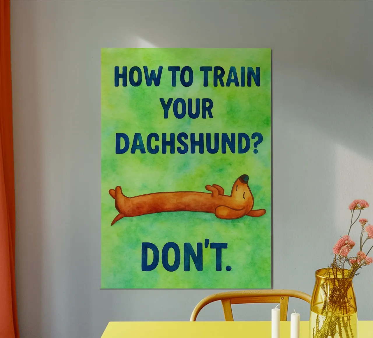 cómo adiestrar a su perro salchicha dibujo artístico poster de pasadenan