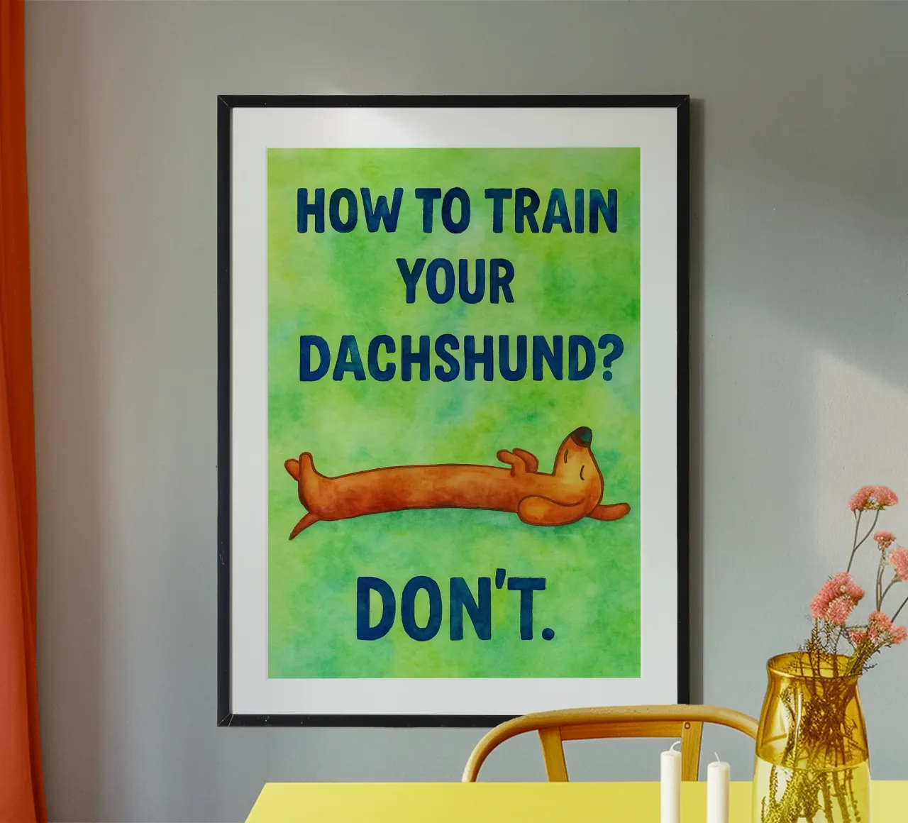 cómo adiestrar a su perro salchicha dibujo artístico poster de pasadenan