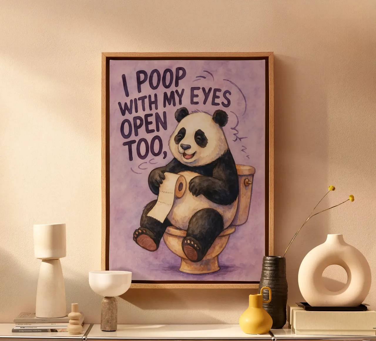 i poop with my eyes open too bear art design canvas with Floater frame by pasadenan