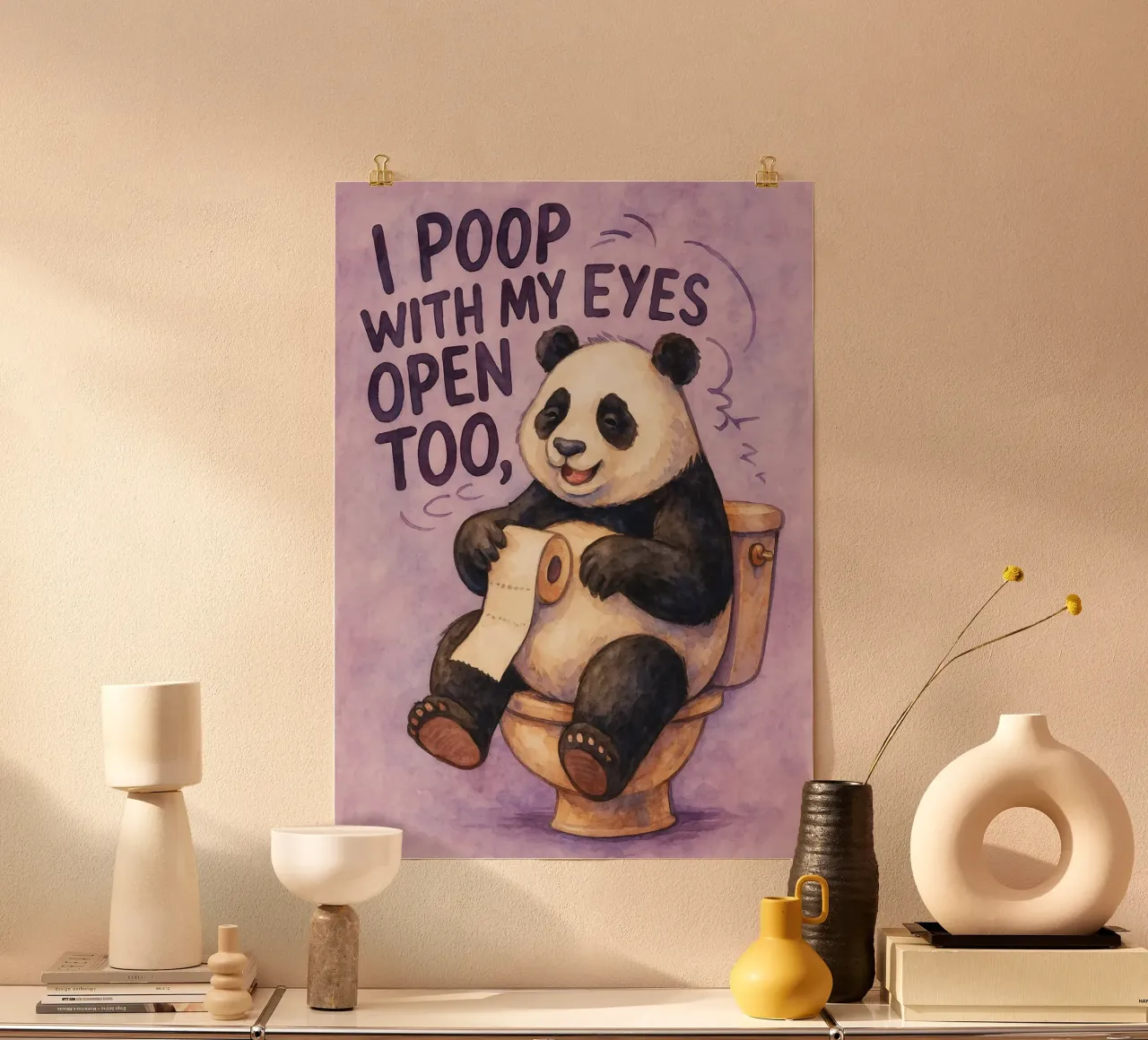 faccio la cacca anche con gli occhi aperti bear art design poster da pasadenan