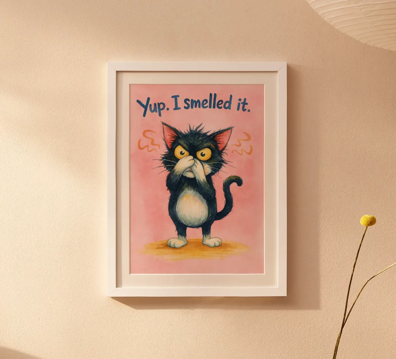 ho sentito l'odore del gatto disegno d'arte poster con telaio in plastica da pasadenan