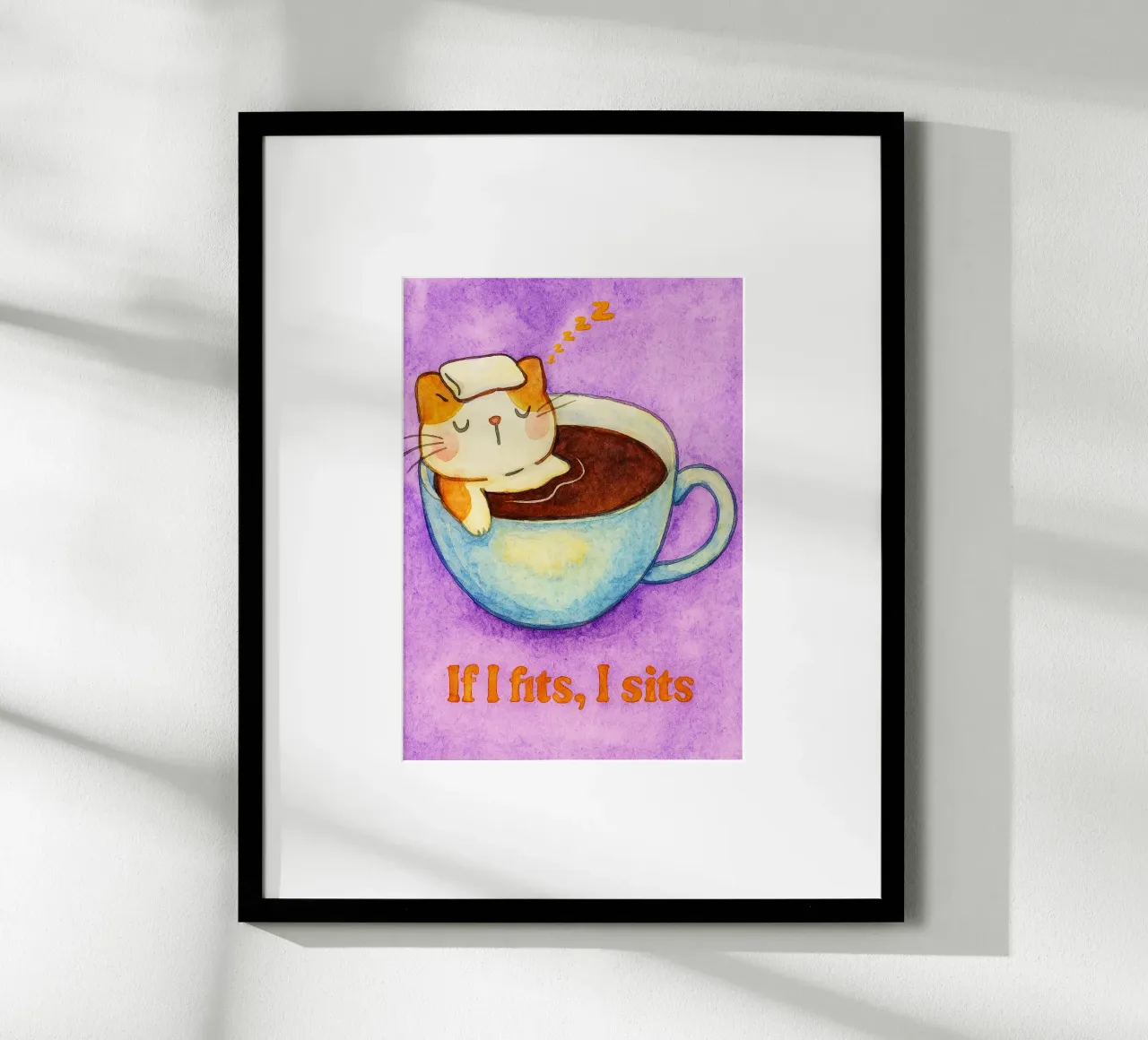 if i fits i sits cat art drawing poster by pasadenan