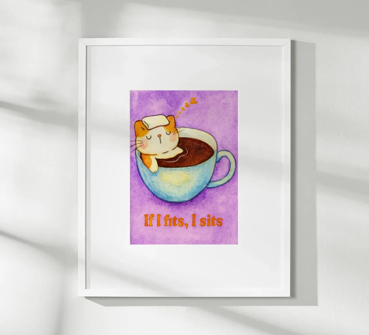 if i fits i sits cat art drawing poster by pasadenan