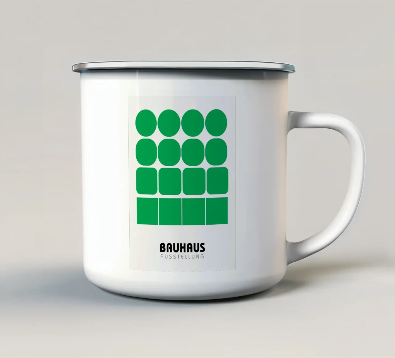 Griglia Bauhaus - Forme geometriche in verde tazza in smalto da Casa Calm