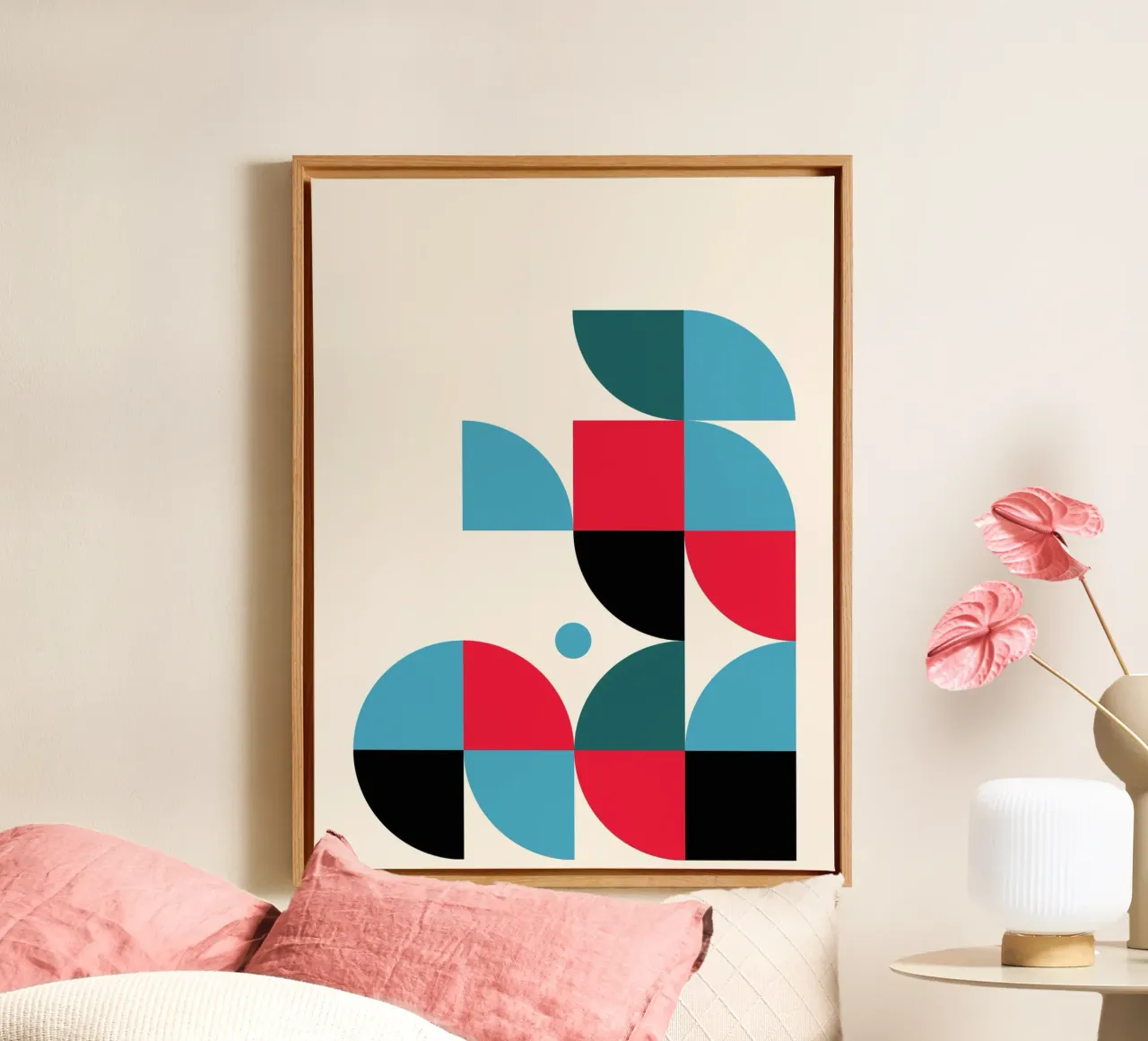 Geometric Color Blocks – Modernes Bauhaus Design canvas with Floater frame by Casa Calm