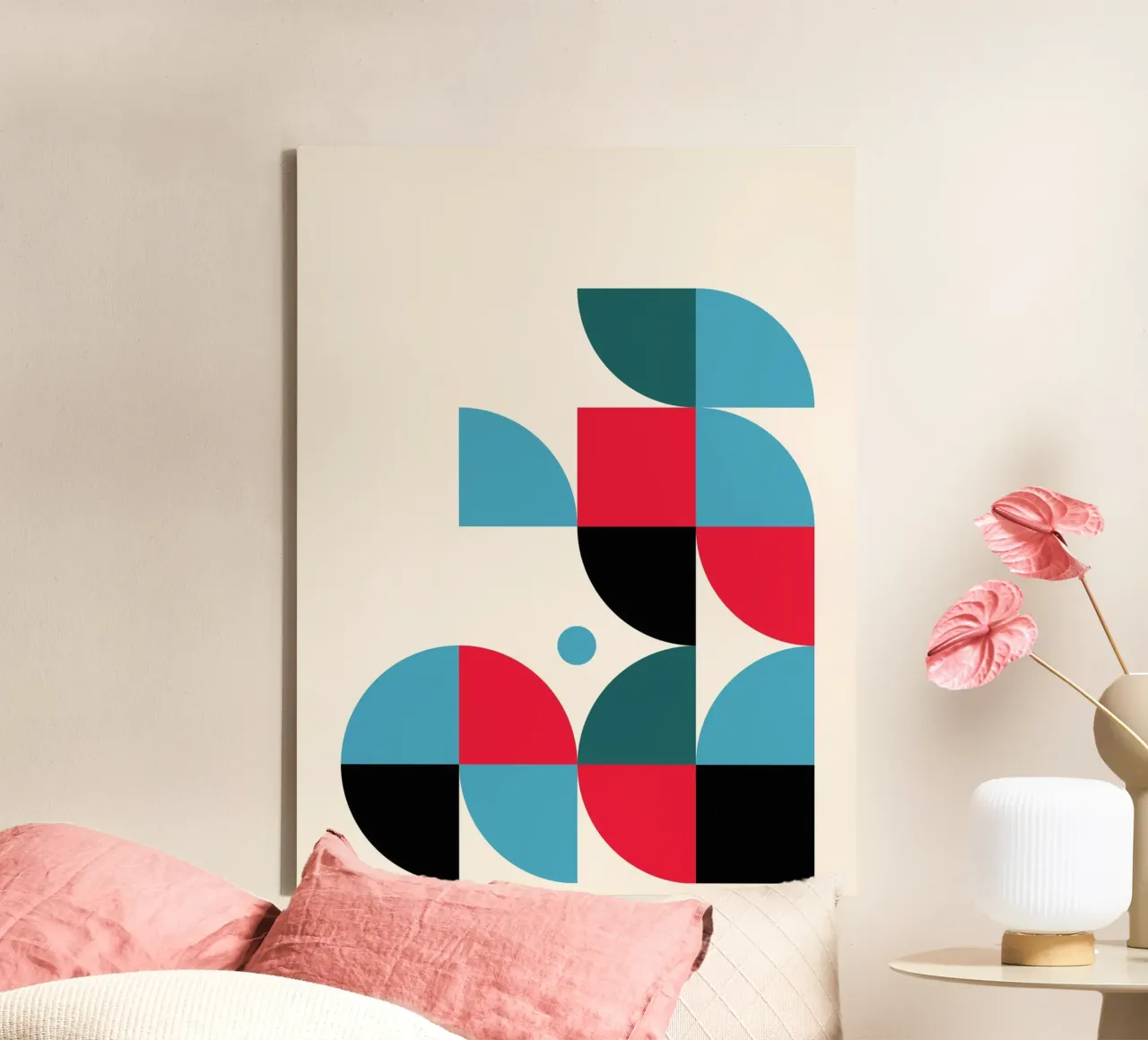 Geometric Color Blocks – Modernes Bauhaus Design canvas with Floater frame by Casa Calm