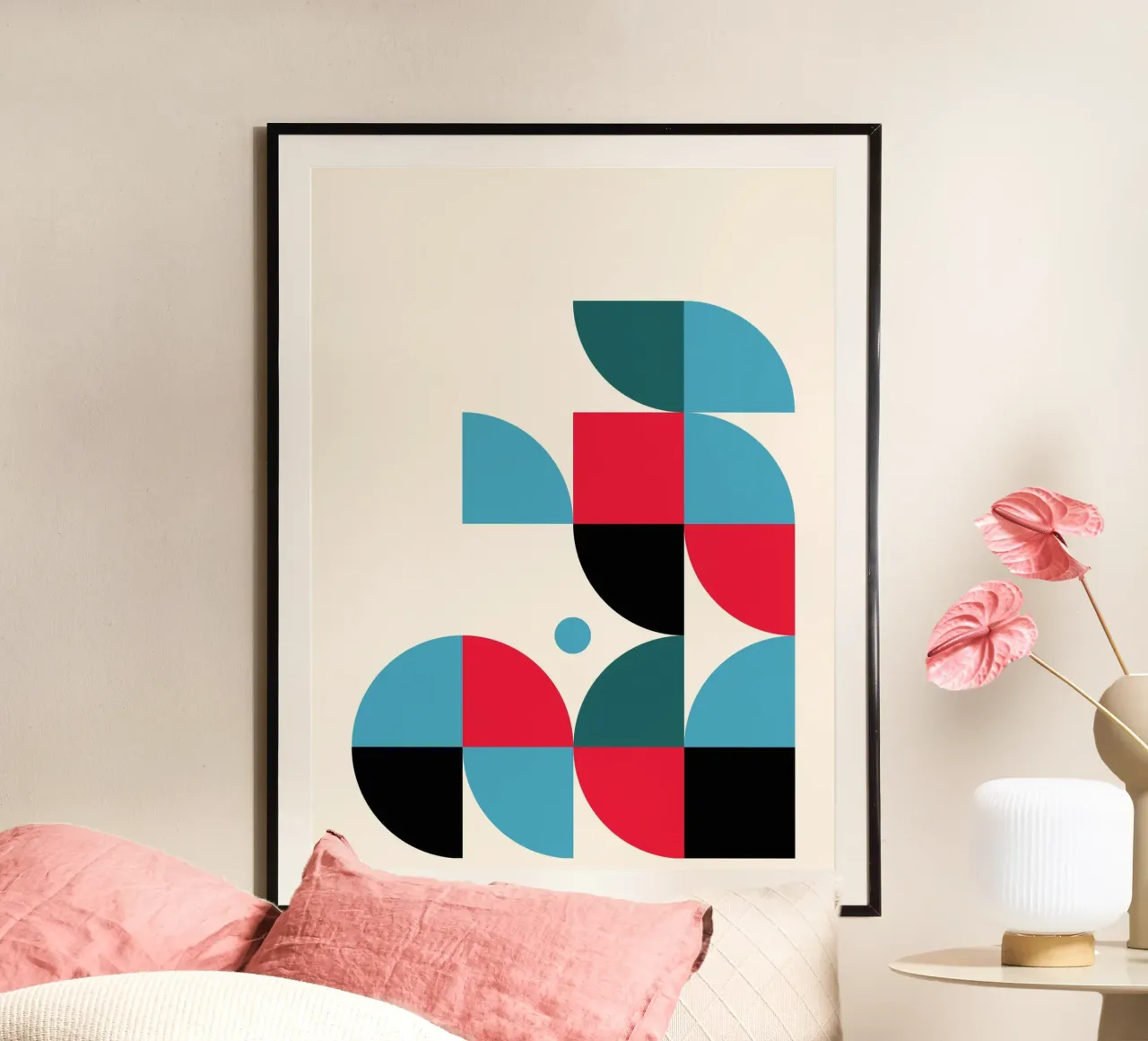 Blocchi di colore geometrici - Modernes Bauhaus Design poster con telaio in plastica da Casa Calm