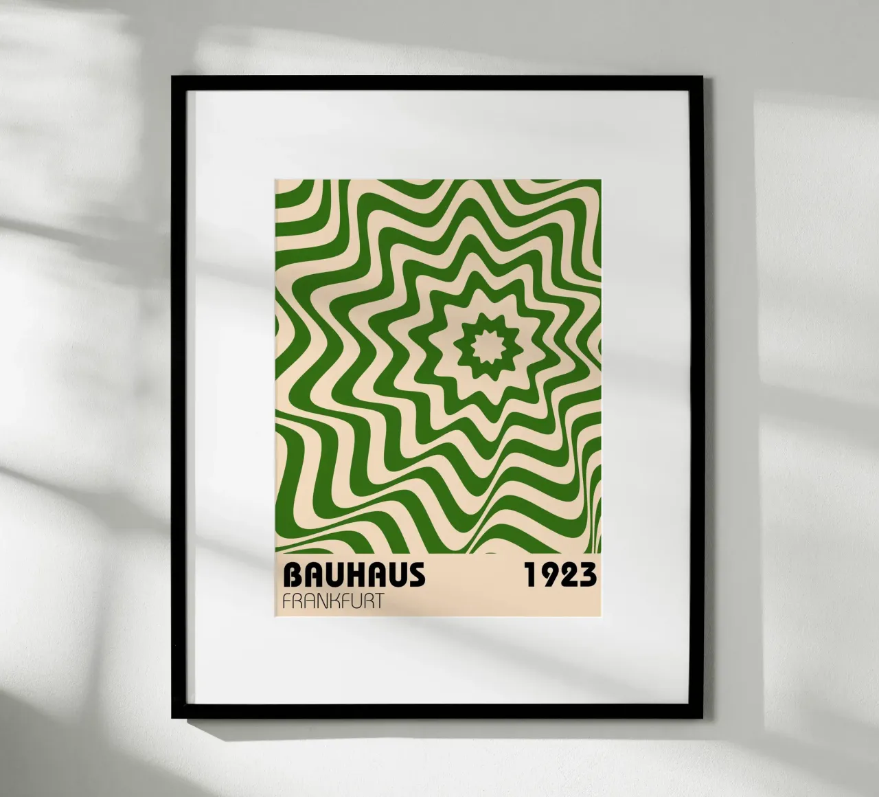 Bauhaus Wave Art - Poster retrò a stelle e strisce poster con telaio in legno da Casa Calm