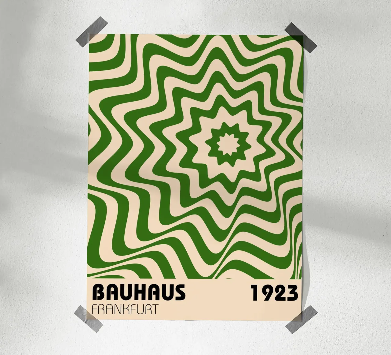 Bauhaus Wave Art - Poster retrò a stelle e strisce poster con telaio in legno da Casa Calm