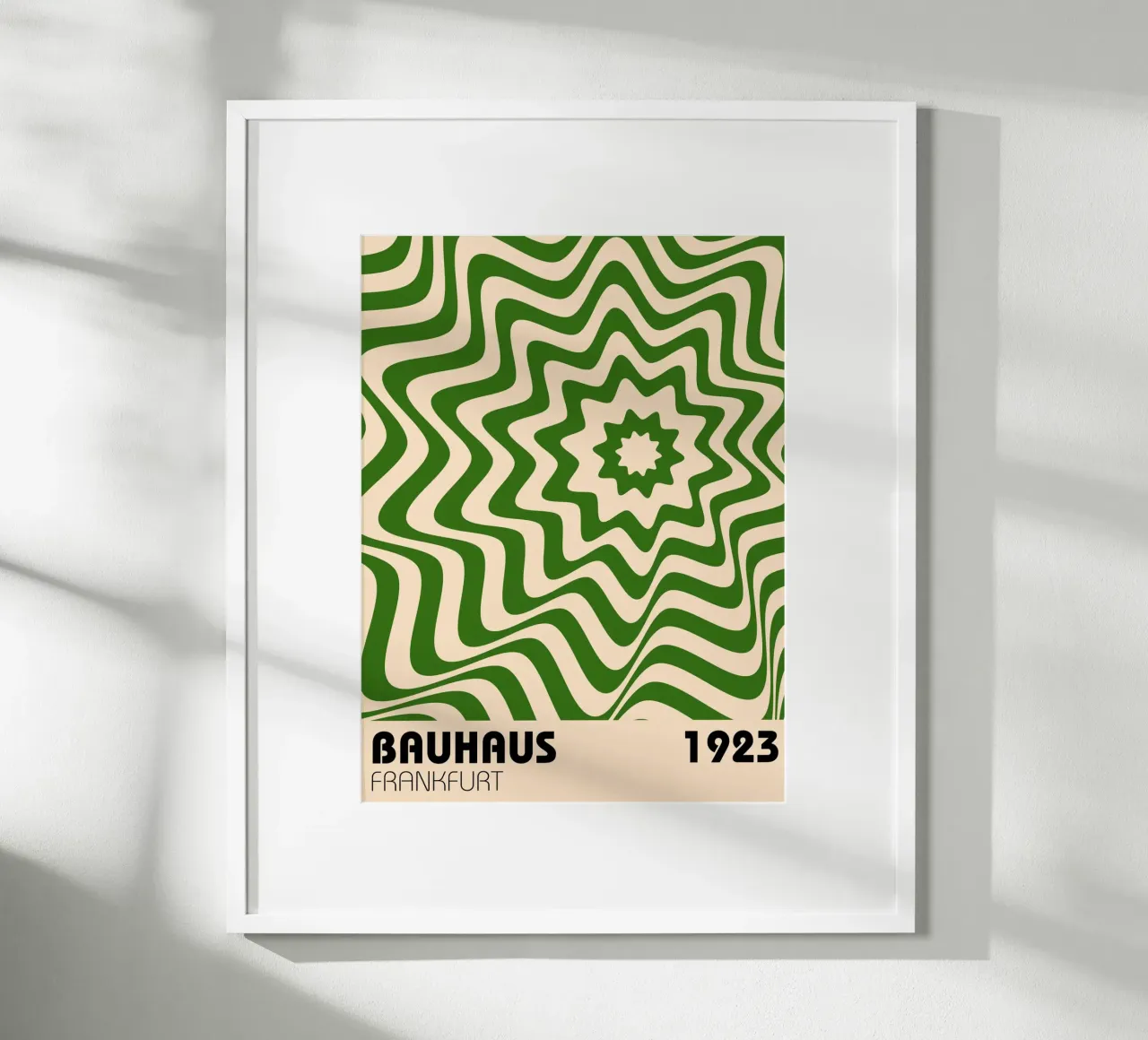 Bauhaus Wave Art - Poster retrò a stelle e strisce poster con telaio in legno da Casa Calm